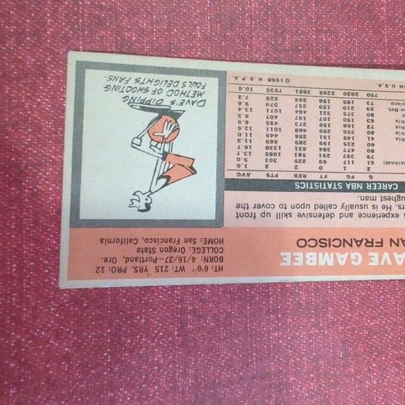 Topps Dave Gambee #154 Vintage 1970 Tall Card San Francisco Warriors. - Picture 5 of 6